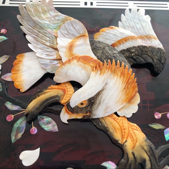 Stunning Vintage Asian Carved Eagle Abalone Inlay Photo Album - Picture 3 of 16